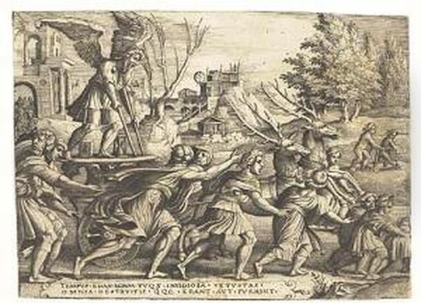 The Triumph Of Time<</b> Oil Painting by Georg Pencz