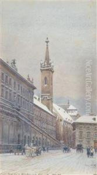 Augustinerkirche Undalbertinarampe Im Schnee Oil Painting by Erwin Pendl