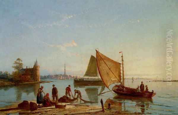 Volterhoven On The Zuider Zee, Holland Oil Painting by William Raymond Dommersen