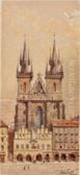 Prag, Altstadt Mitteynkirche Oil Painting by Erwin Pendl