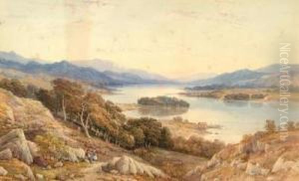 Extensive View Of Windermere With Figures In The Foreground Oil Painting by Aaron Edwin Penley