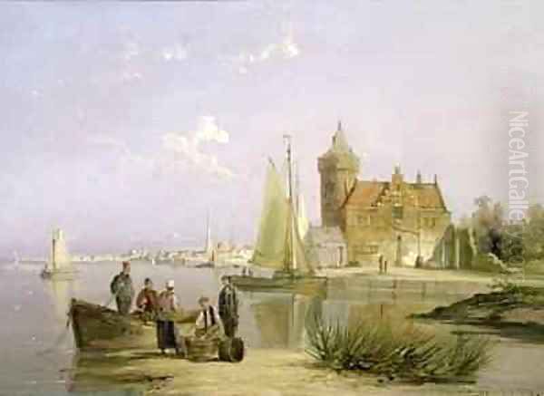 The House de Vraag on the Amstel Amsterdam Oil Painting by William Raymond Dommersen