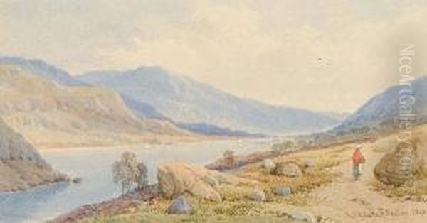 Figures By A Scottish Loch Oil Painting by Aaron Edwin Penley