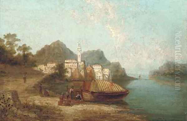 An Italianate coastal scene Oil Painting by William Raymond Dommersen