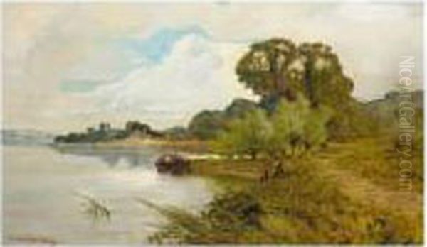 Mooring On The River Oil Painting by Harry Pennell