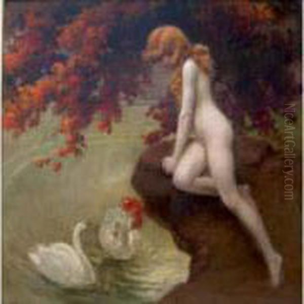 Leda Et Les Cygnes Oil Painting by Albert Joseph Penot