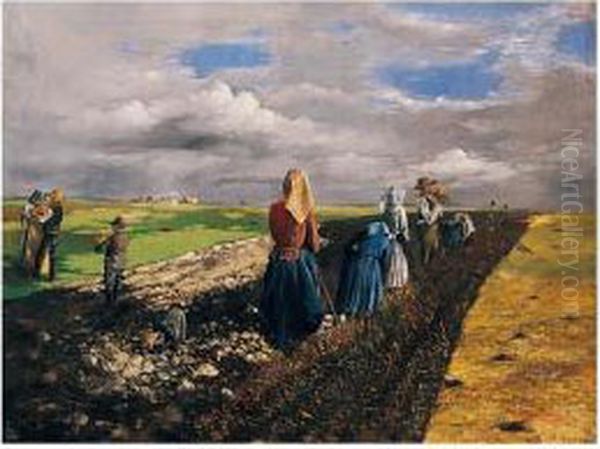 The Potato Harvest Oil Painting by Janos Pentelei-Molnar