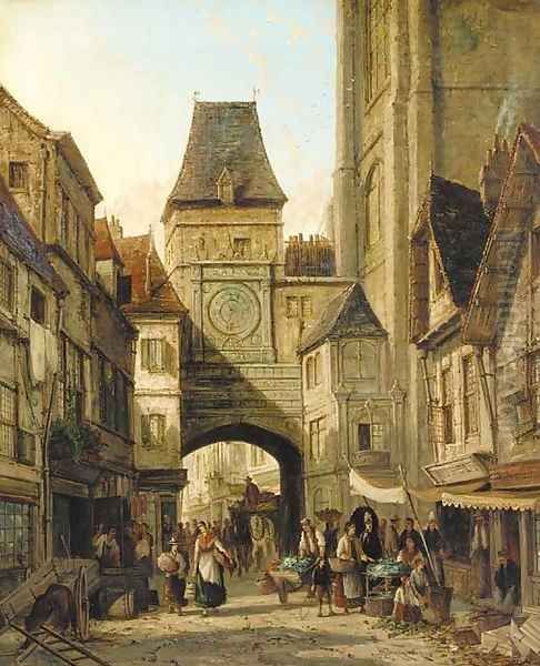 The clock tower, Rouen Oil Painting by William Raymond Dommersen