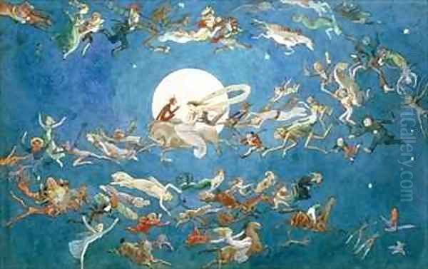 A Dance around the Moon Oil Painting by Charles Altamont Doyle