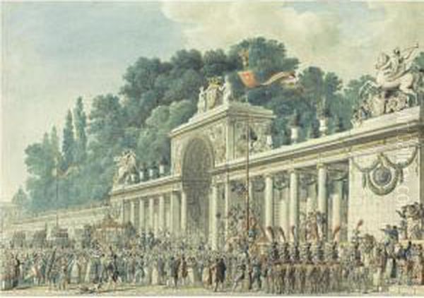 Imperial Wedding Ceremony At The Tuileries Oil Painting by Charles Percier