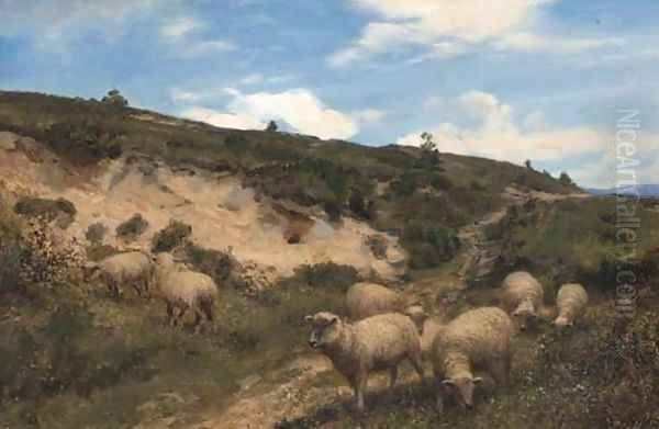 A moorland pasture Oil Painting by Henry William Banks Davis, R.A.