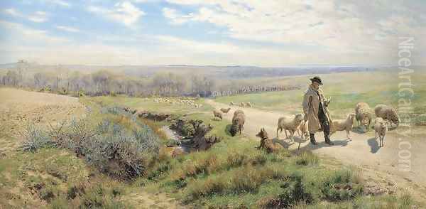 A Spring Morning Oil Painting by Henry William Banks Davis, R.A.