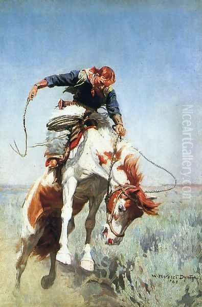 Bronc Rider Oil Painting by W. Herbert Dunton