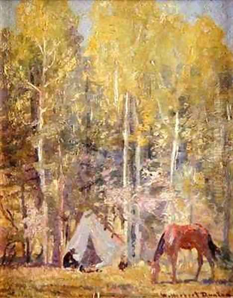 Hunters Camp in Aspen Forest Oil Painting by W. Herbert Dunton