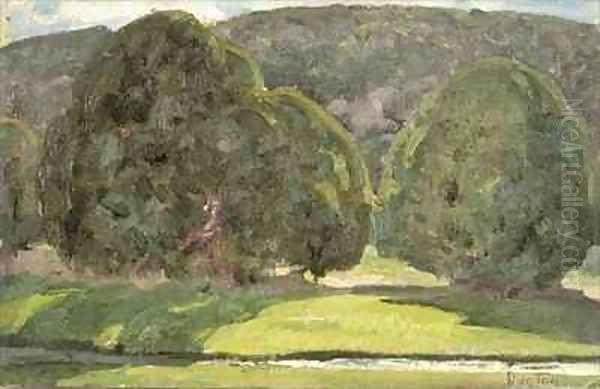 Sunlight and Cedars Oil Painting by W. Herbert Dunton