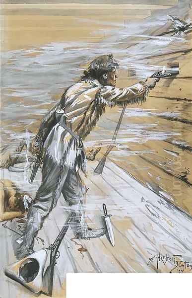 He fired two shots in rapid succession Oil Painting by W. Herbert Dunton