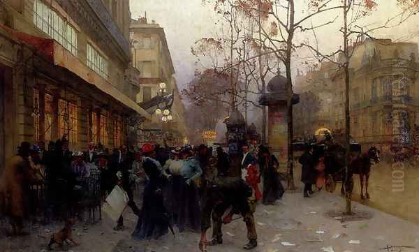 A Busting Street Scene Oil Painting by Henri-Gaston Darien