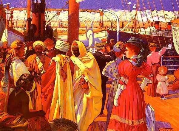 L' Embarquement (Embarking) Oil Painting by Davide Dellepiane