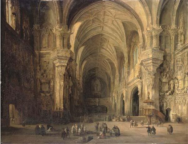 The Cathedral Of San Juan De Las Reyes, Toledo Oil Painting by Genaro Perez Villaamil