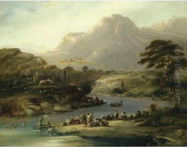 Ribera De Sil, Valle De Quiroga (banks Of The Sil River, Valley Of Quiroga) Oil Painting by Genaro Perez Villaamil