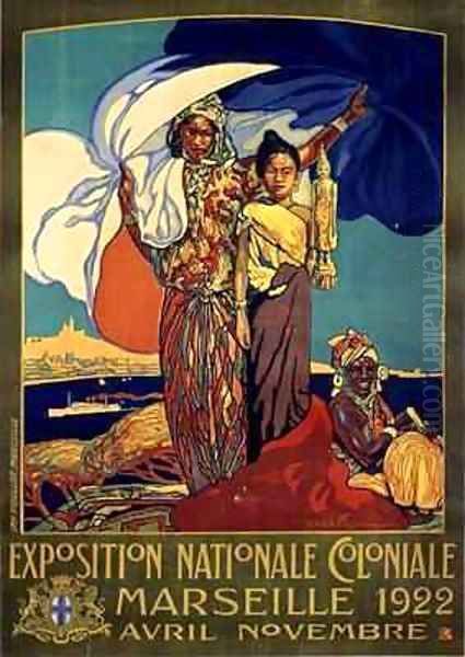 Poster advertising the Exposition Nationale Coloniale Oil Painting by Davide Dellepiane