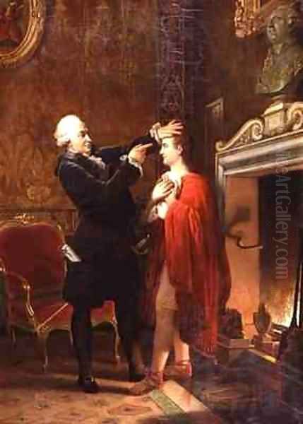 Jean Francois Ducis 1733-1816 Telling the Future of the Actor Talma Oil Painting by Louis Ducis