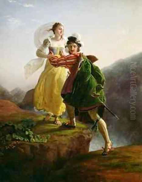 Bianca Cappello 1542-87 Fleeing with her lover Francesco de Medici 1541-87 Oil Painting by Louis Ducis