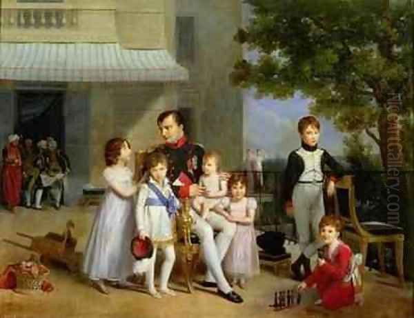 Portrait of Napoleon Bonaparte with his Nephews and Nieces on the Terrace at Saint Cloud Oil Painting by Louis Ducis