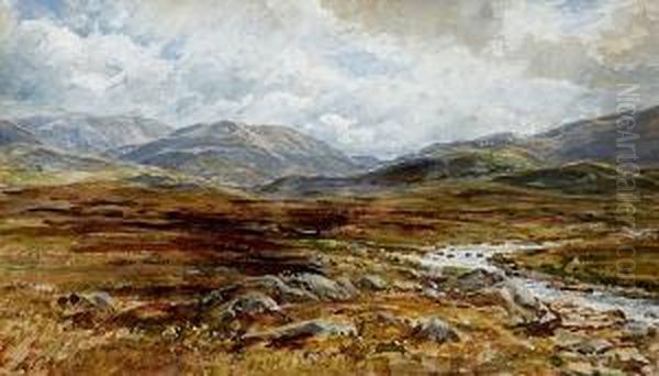 A Moorland Scene Oil Painting by Arthur Perigal