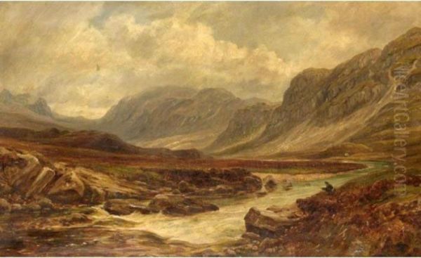 On The Lonan, Sutherland Oil Painting by Arthur Perigal