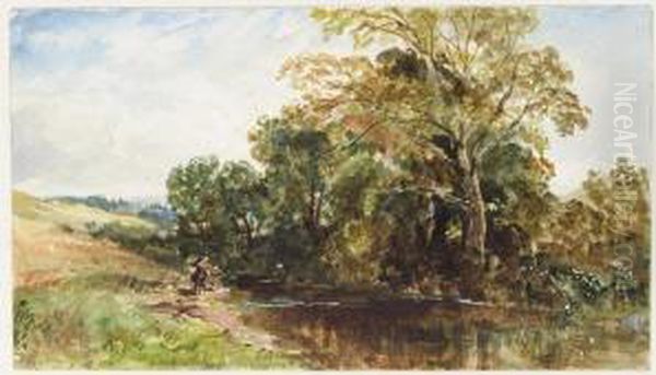 Fishing At Robin's Nest On The Tweed Oil Painting by Arthur Perigal