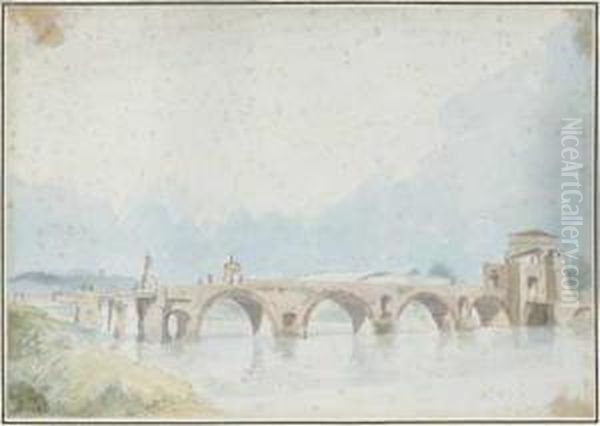 Pont Sur Le Tibre ? Oil Painting by Alexis Nicolas Perignon