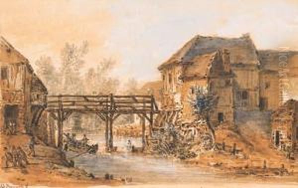 Un Moulin A Eau Oil Painting by Alexis Nicolas Perignon