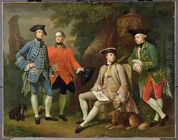 James Grant of Grant John Mytton the Honorable Thomas Robinson and Thomas Wynne Oil Painting by Sir Nathaniel Dance-Holland