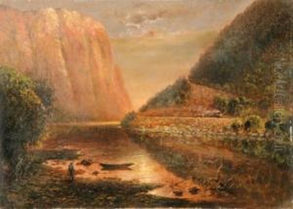 Delaware Water Gap Oil Painting by Granville Perkins