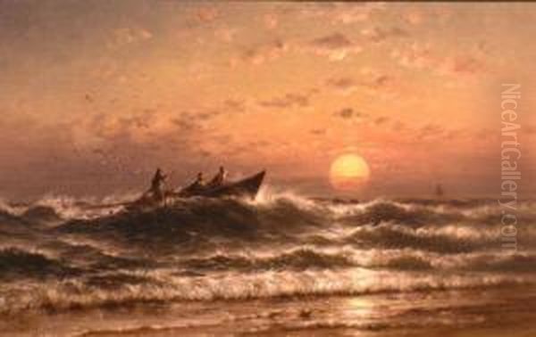 A Stormy Sea Oil Painting by Granville Perkins