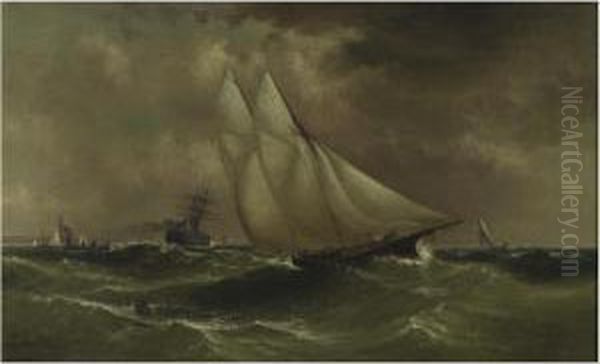 Ships At Sea Oil Painting by Granville Perkins