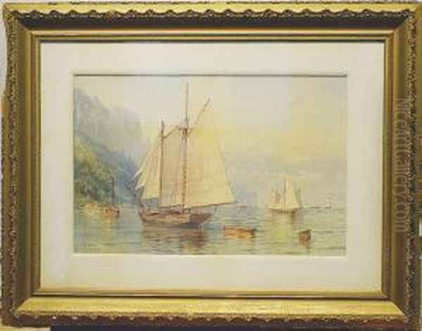 Sailboats By The Palisades Oil Painting by Granville Perkins