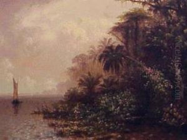 Sailing Vessel In The Tropics Oil Painting by Granville Perkins