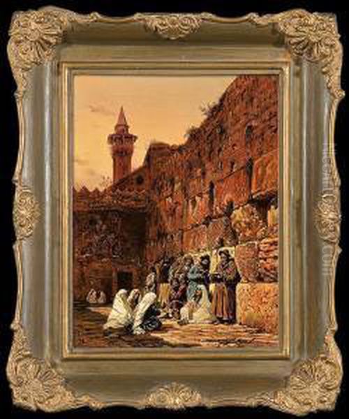 Western Wall Oil Painting by Friedrich Perlberg