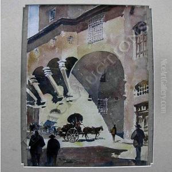 Street Scene Oil Painting by Friedrich Perlberg