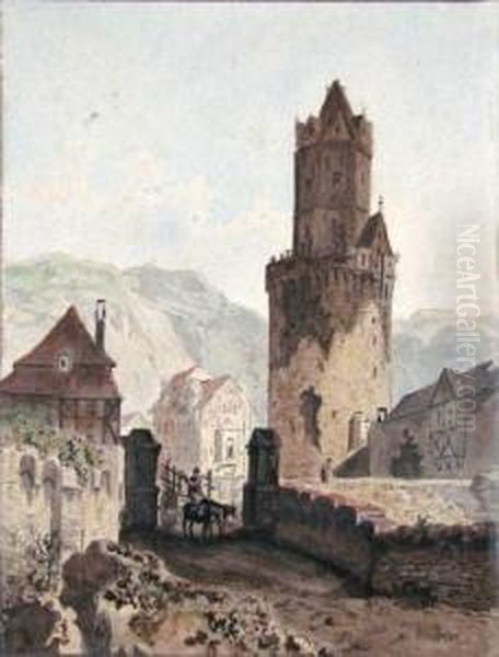 Der Runde Turm Zu Andernach Oil Painting by Friedrich Perlberg