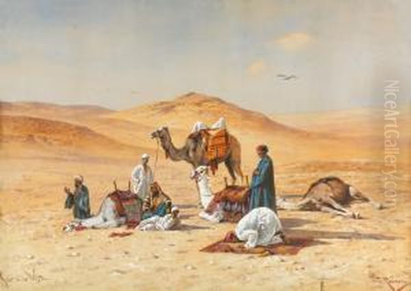 La Priere Dans Le Desert Oil Painting by Friedrich Perlberg