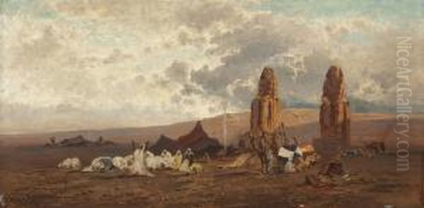 The Evening Prayer, Thebes Oil Painting by Friedrich Perlberg