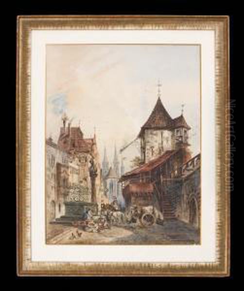 Rothenburg Ob Der Tauber Oil Painting by Friedrich Perlberg