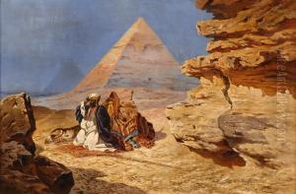 Das Gebet Vor Den Pyramiden. Oil Painting by Friedrich Perlberg