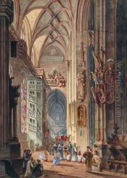 Navata Con Processione Oil Painting by Friedrich Perlberg