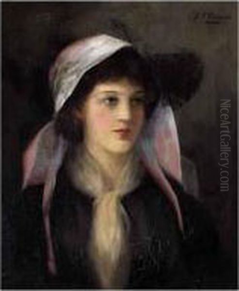 Portrait Of A Young Lady Oil Painting by Louise Ellen Perman