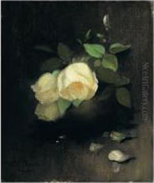 White Roses Oil Painting by Louise Ellen Perman