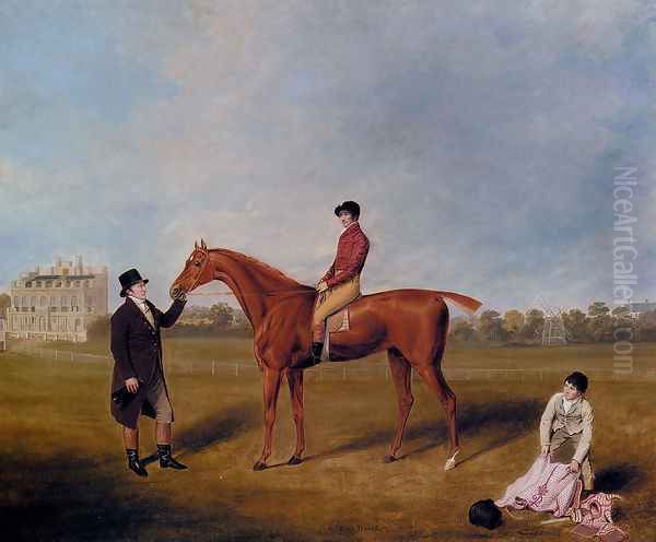 The Marquis Of Queensberry's King David With Jockey Up And Held By A Trainer At Newcastle Oil Painting by William Henry Davis